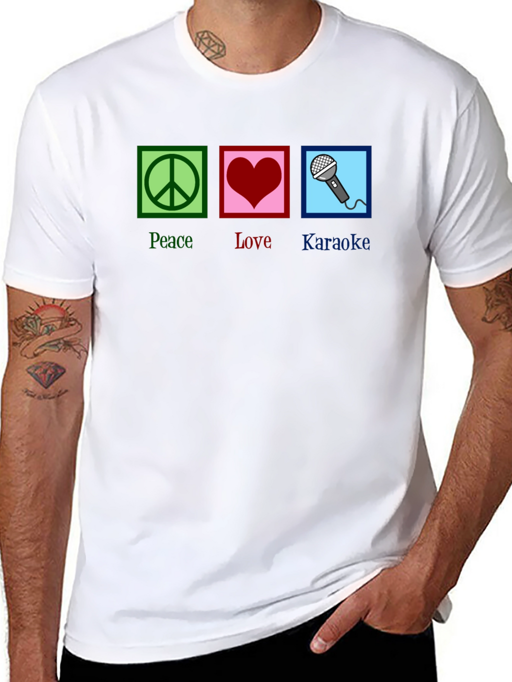 Peace Love Karaoke T-Shirt - Fun Graphic Tee