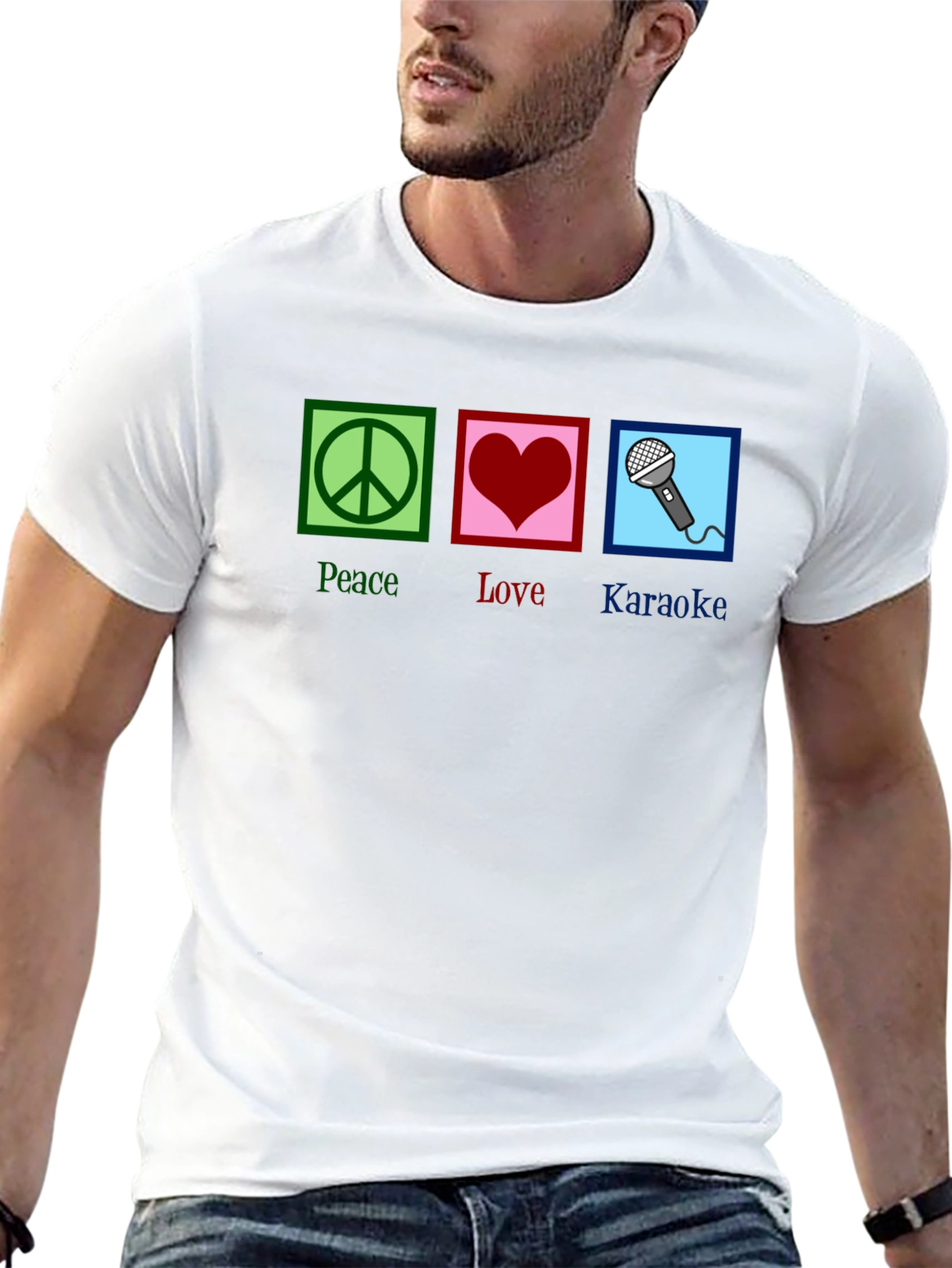 Peace Love Karaoke T-Shirt - Fun Graphic Tee