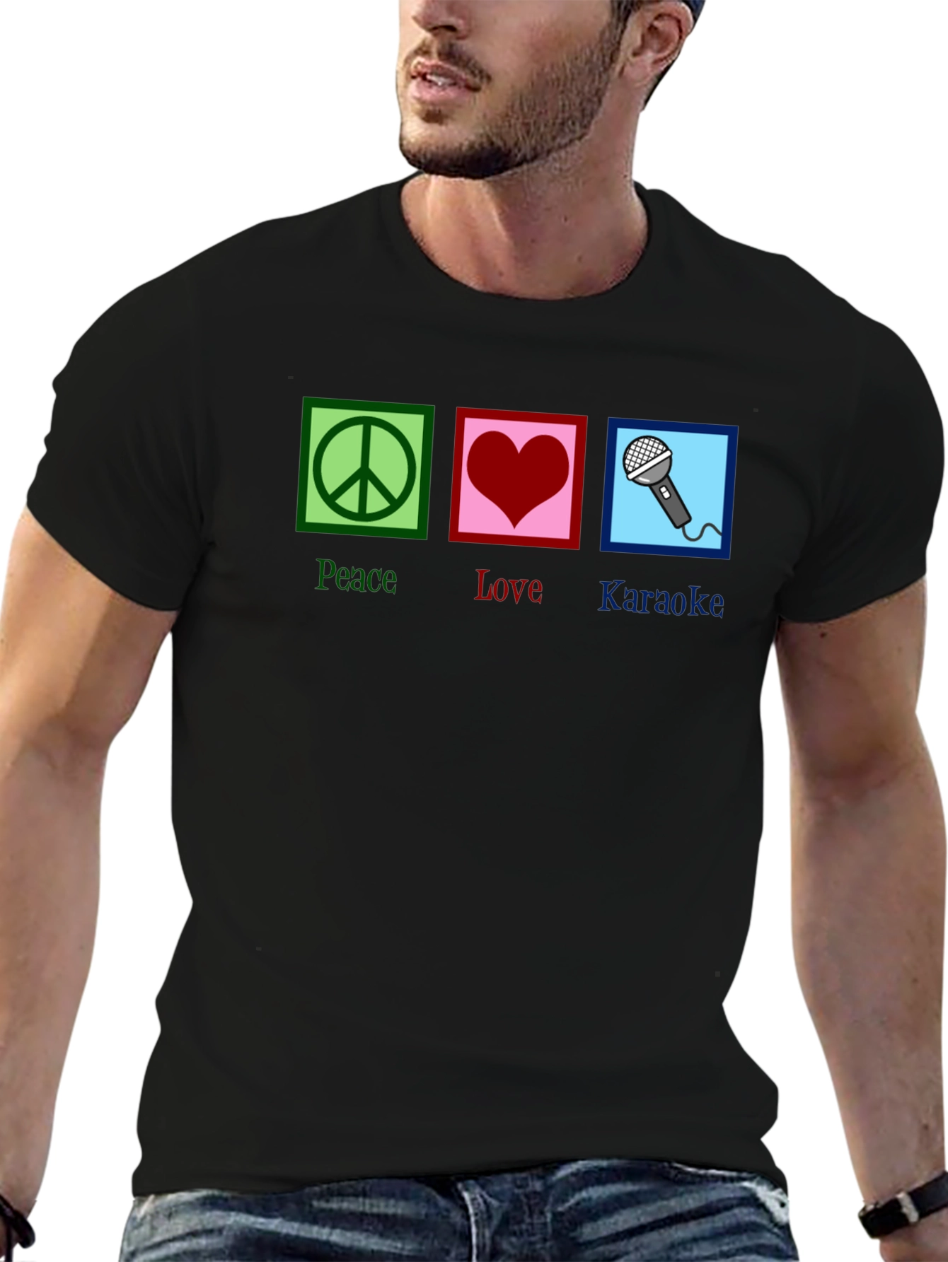 Peace Love Karaoke T-Shirt - Fun Graphic Tee