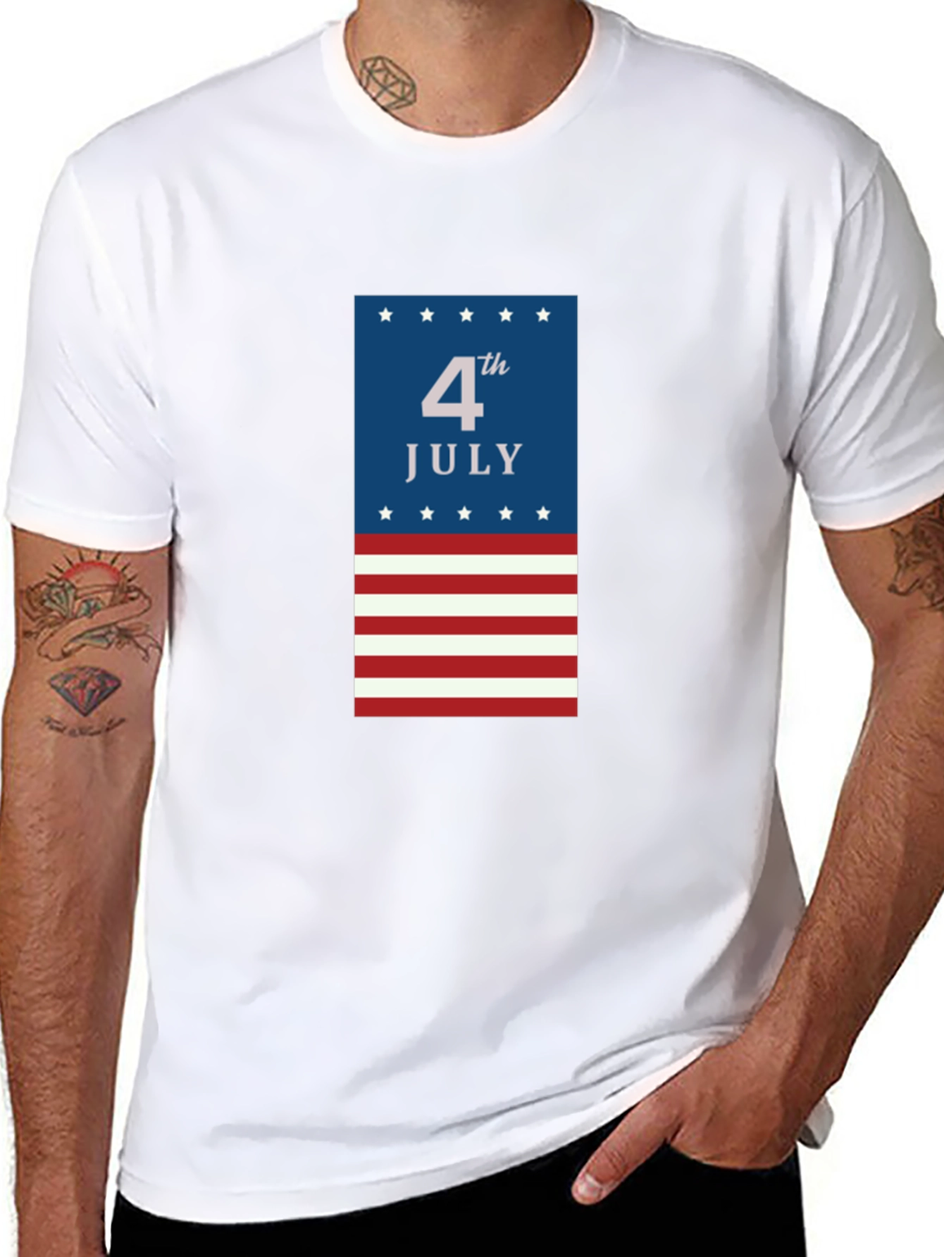 4th of July Patriotic T-Shirt - Mens Black Tee