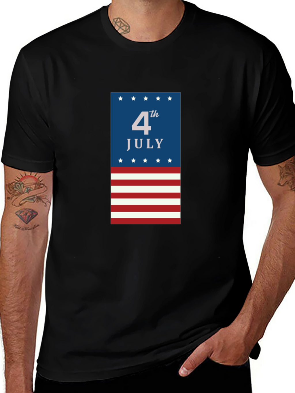 4th of July Patriotic T-Shirt - Mens Black Tee