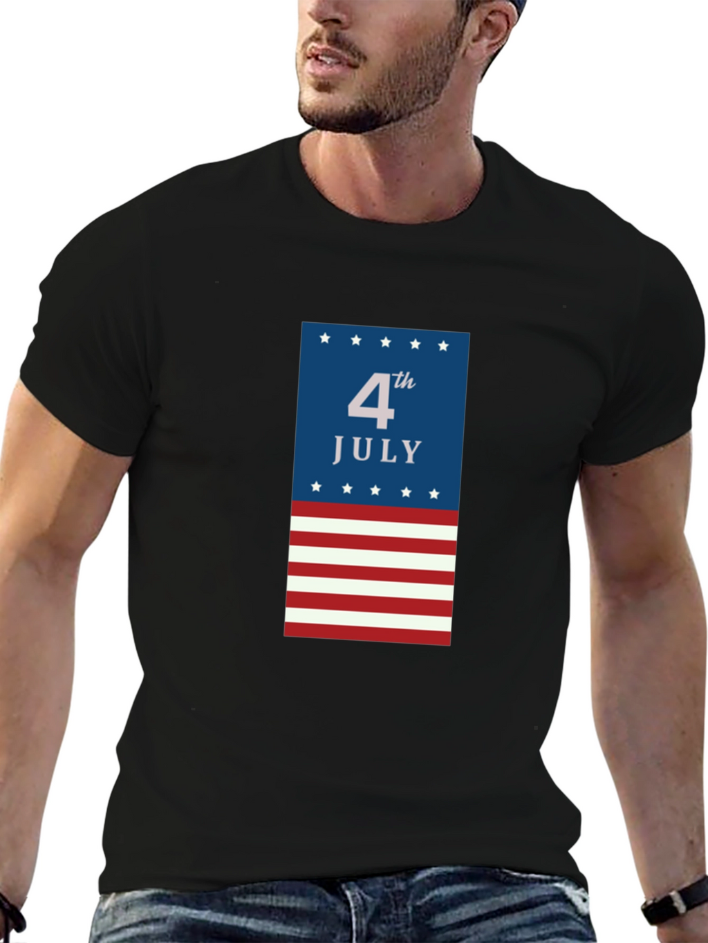 4th of July Patriotic T-Shirt - Mens Black Tee