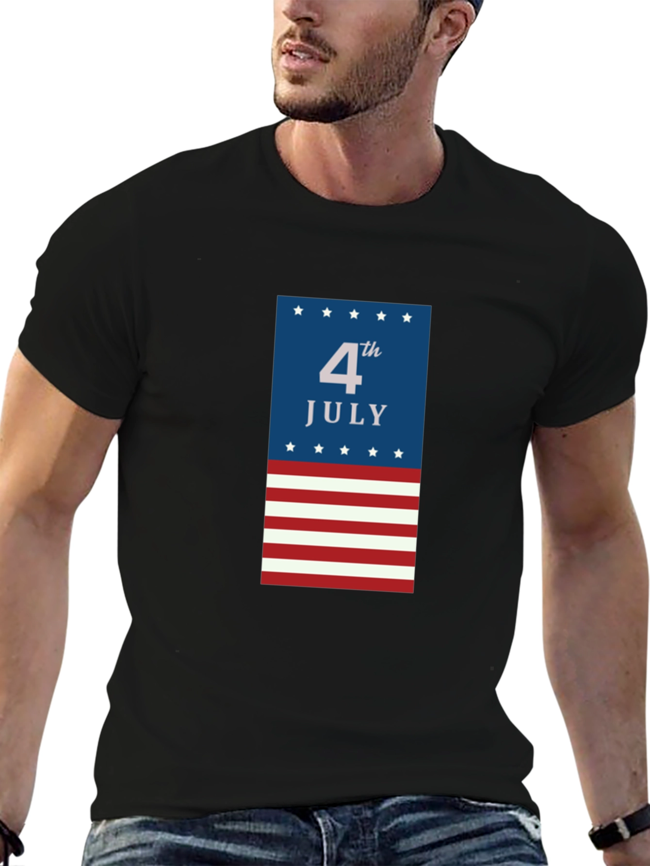 4th of July Patriotic T-Shirt - Mens Black Tee