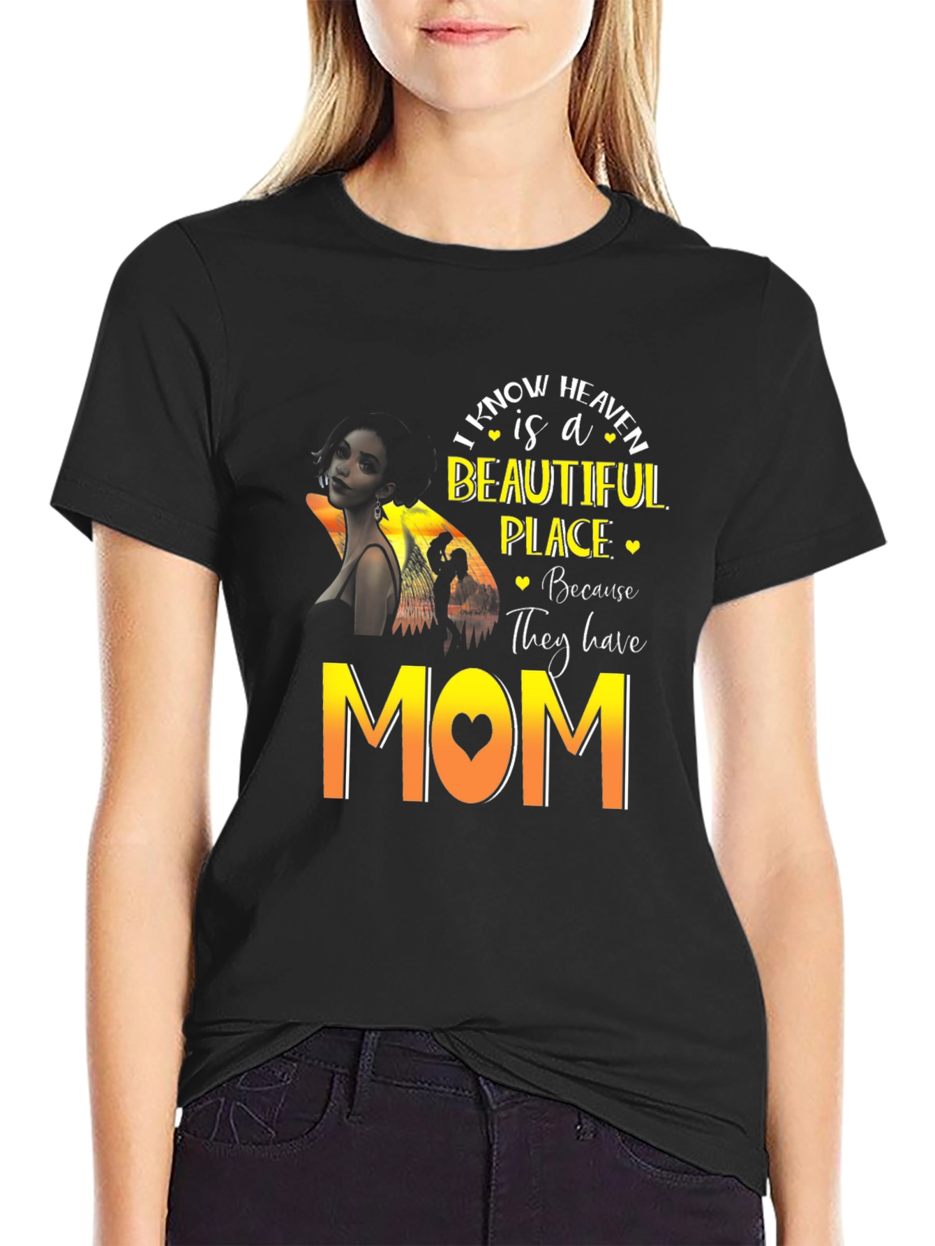 Heavenly Mom Graphic T-Shirt - Black