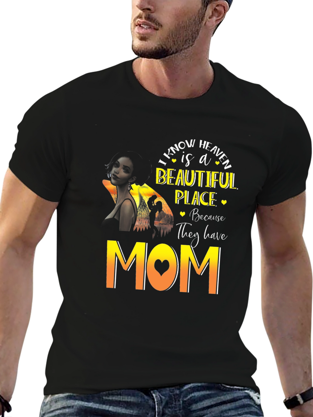 Heavenly Mom Graphic T-Shirt - Black