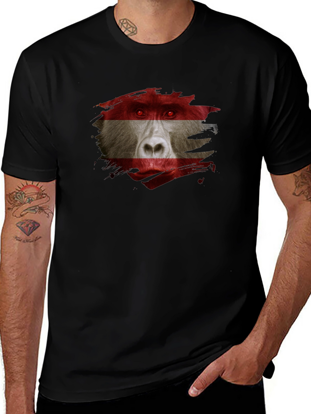 Austrian Baboon Graphic Tee - Unique Flag T-Shirt