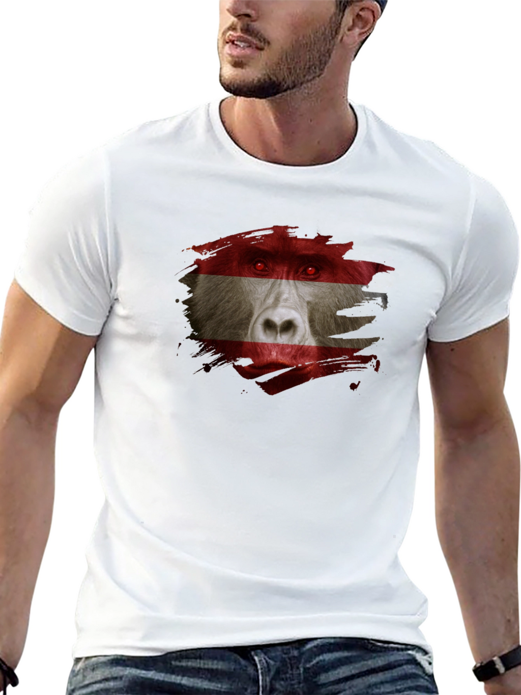 Austrian Baboon Graphic Tee - Unique Flag T-Shirt