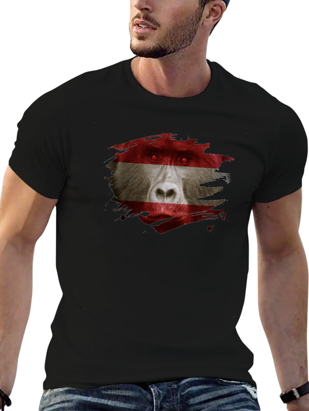 Austrian Baboon Graphic Tee - Unique Flag T-Shirt