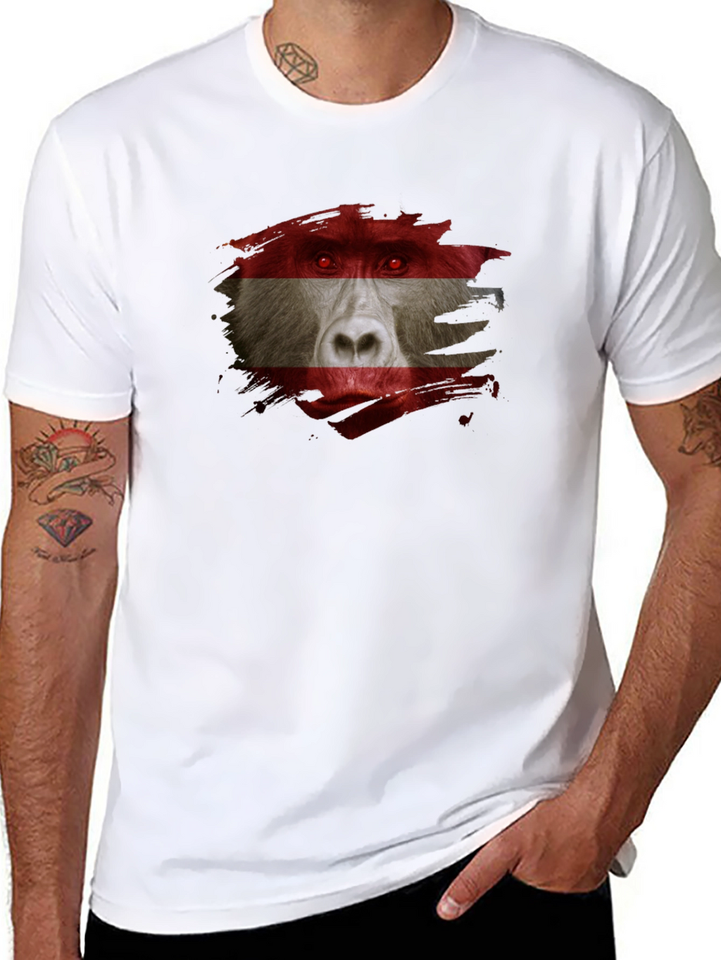 Austrian Baboon Graphic Tee - Unique Flag T-Shirt