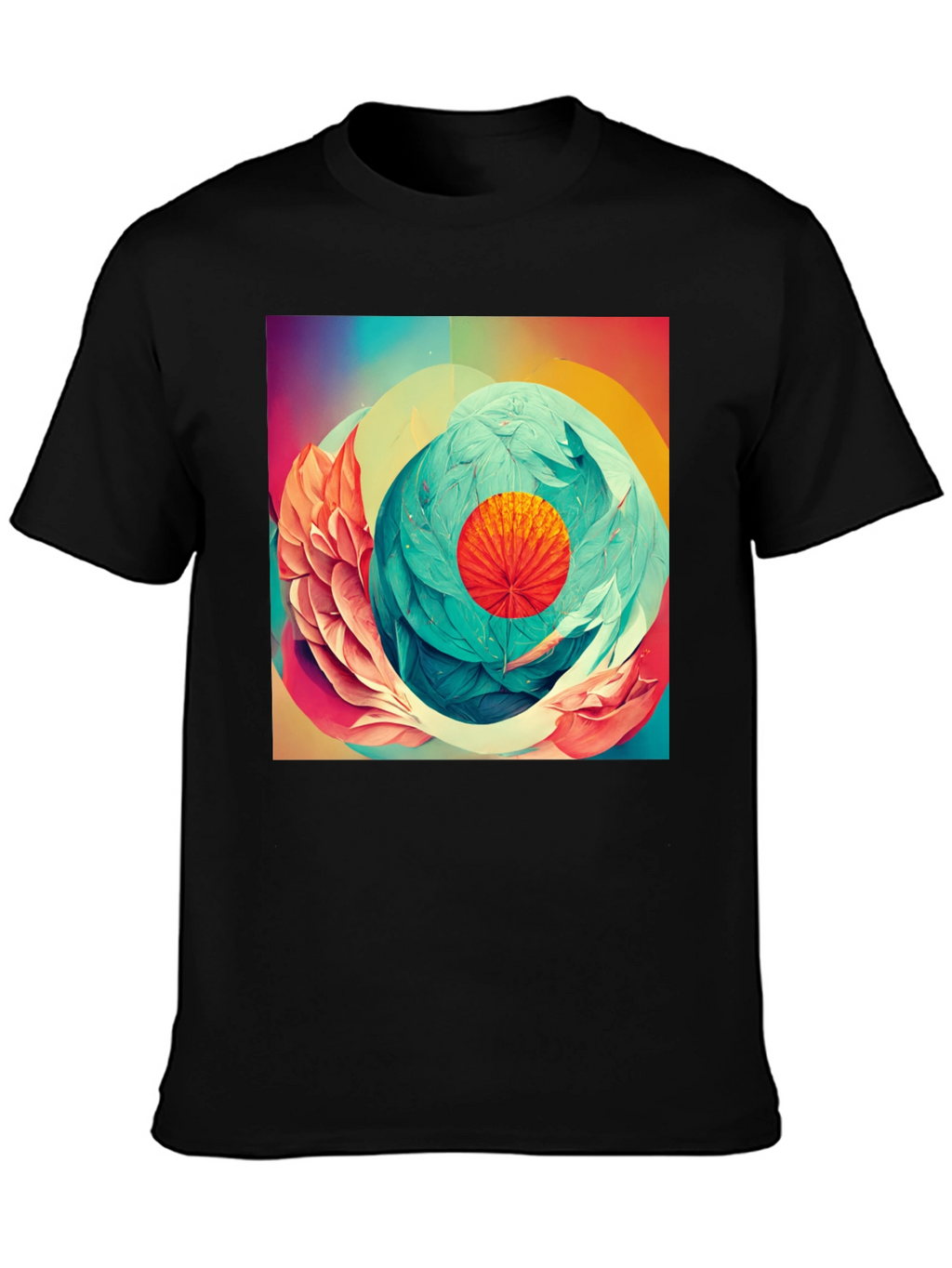 Abstract Floral Graphic Print Black T-Shirt