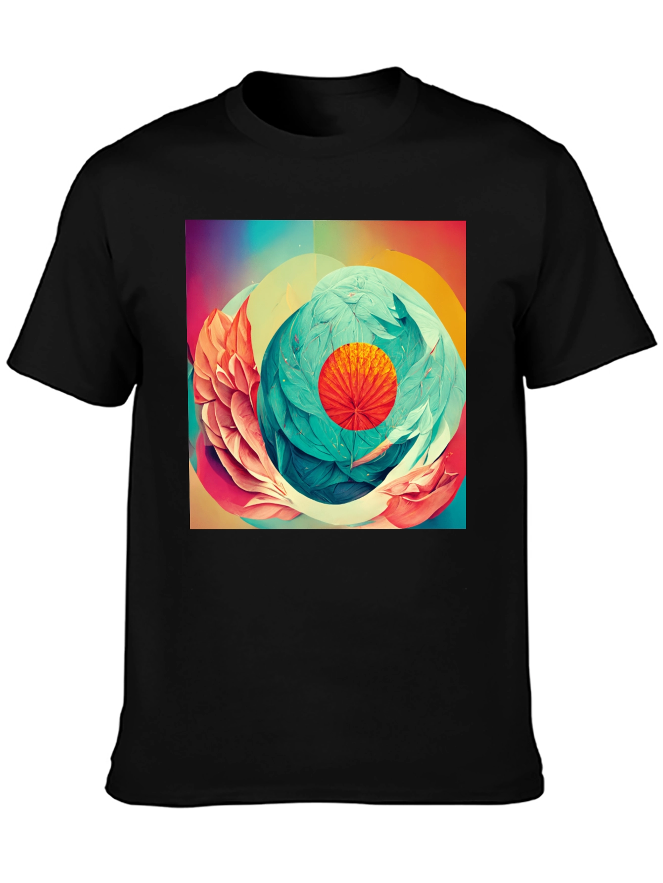 Abstract Floral Graphic Print Black T-Shirt