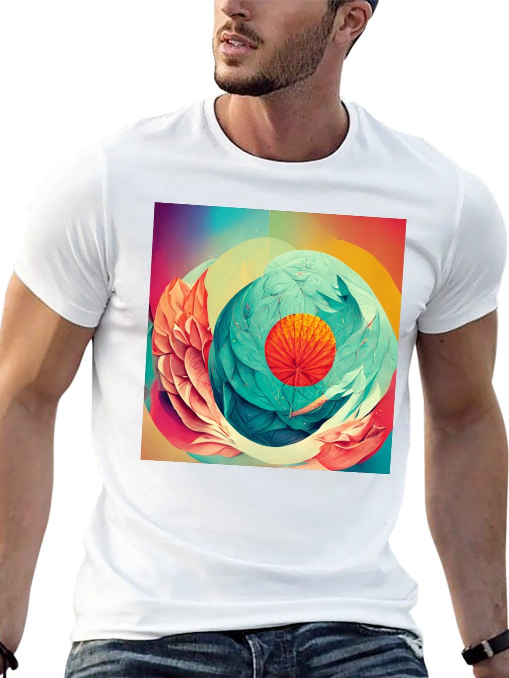 Abstract Floral Graphic Print Black T-Shirt