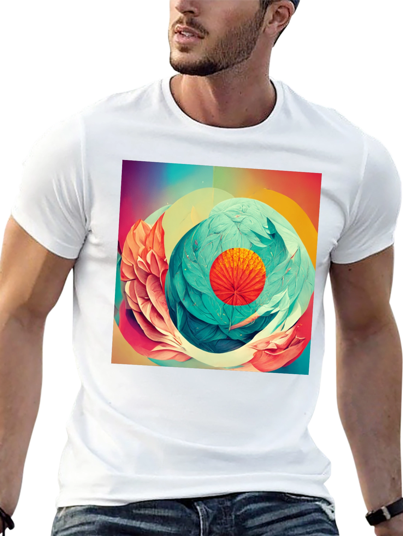 Abstract Floral Graphic Print Black T-Shirt