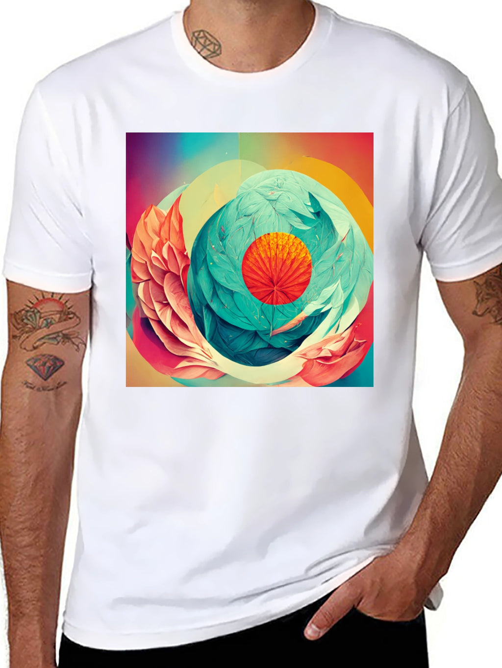 Abstract Floral Graphic Print Black T-Shirt