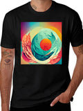 Abstract Floral Graphic Print Black T-Shirt