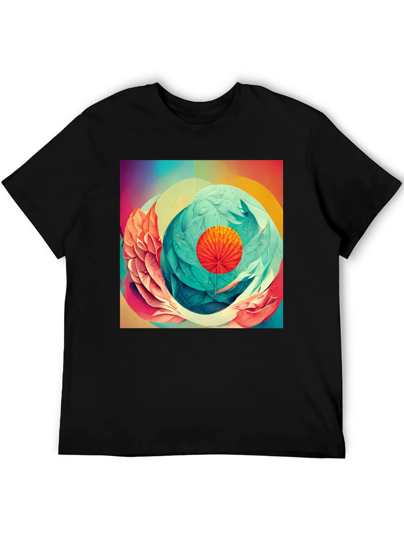 Abstract Floral Graphic Print Black T-Shirt
