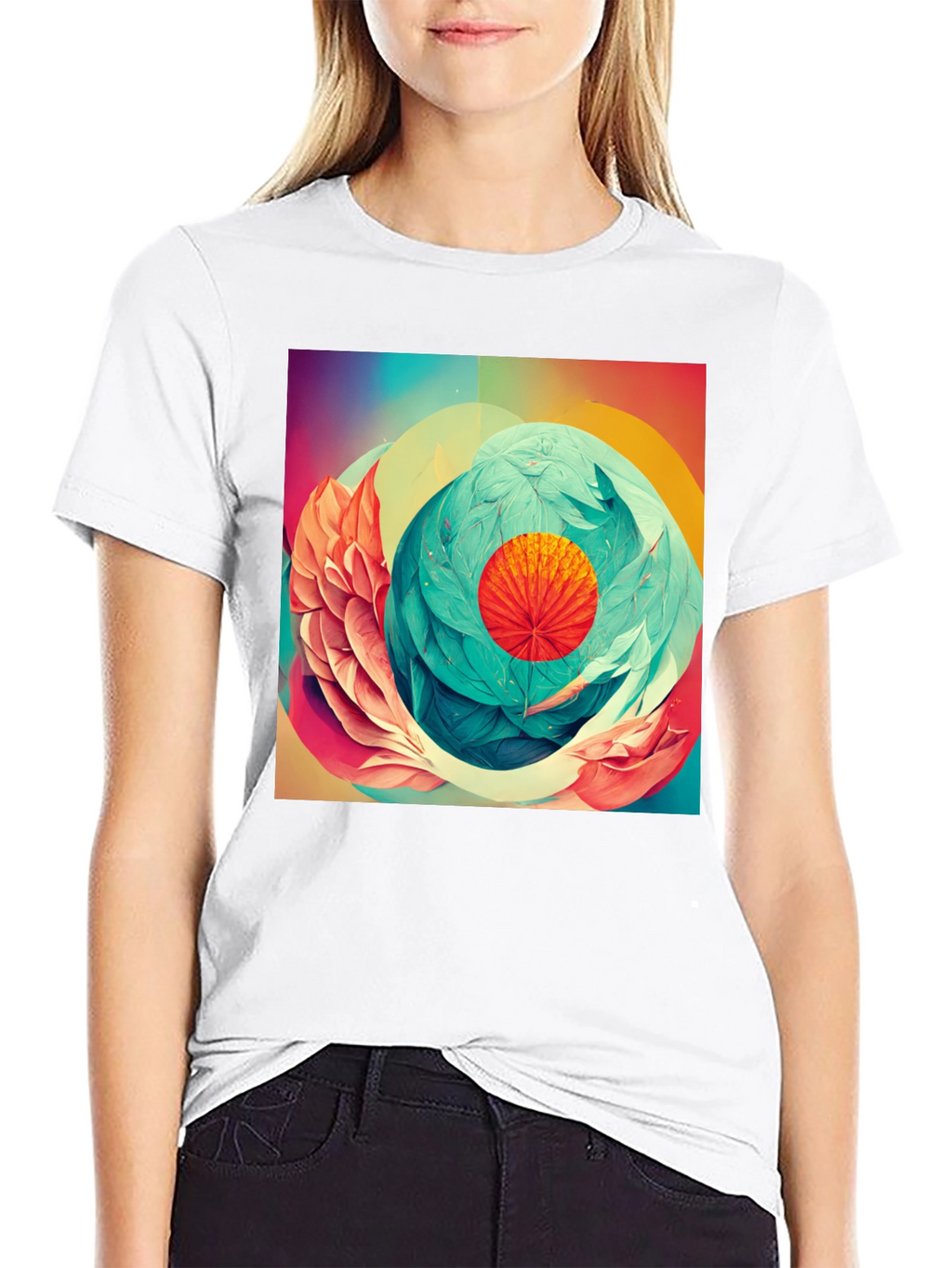 Abstract Floral Graphic Print Black T-Shirt