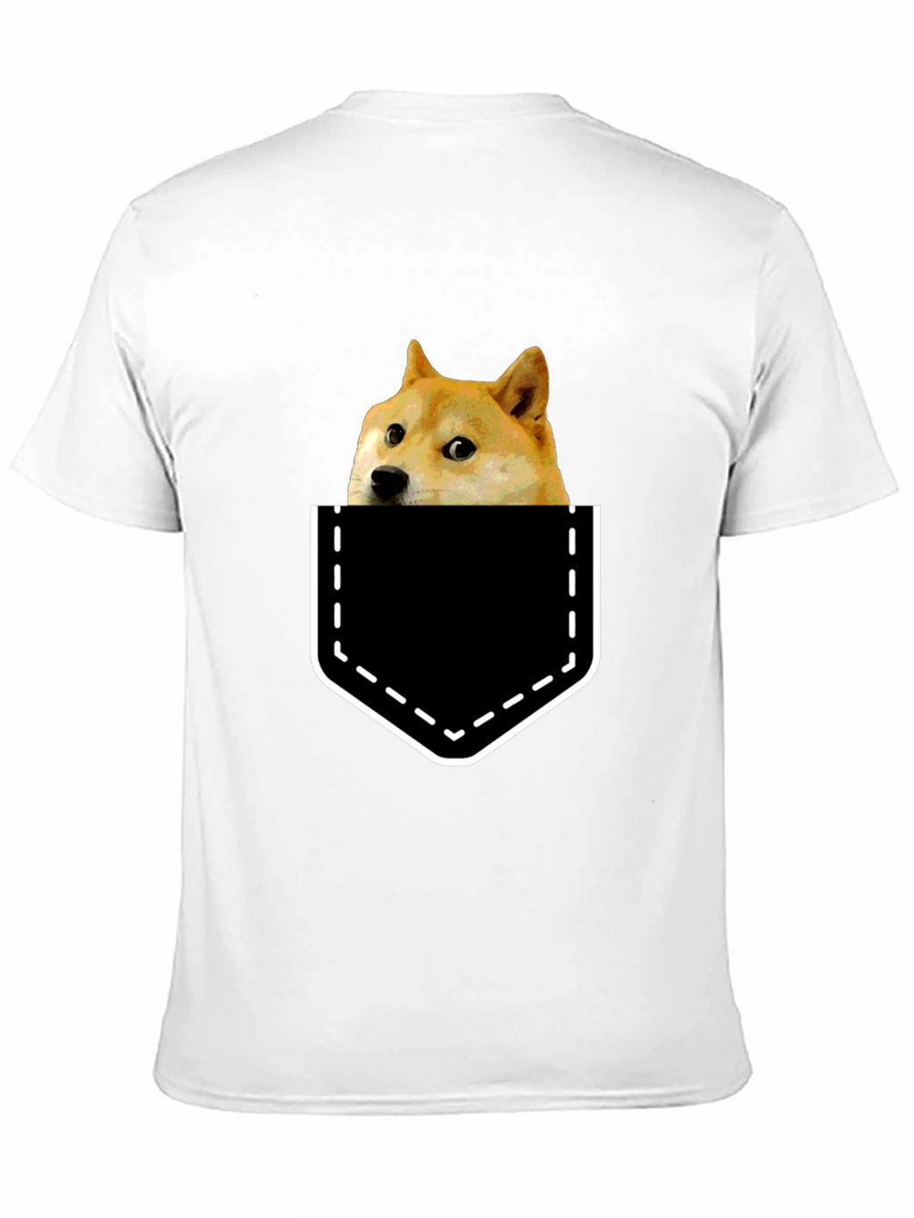 Doge in Pocket Graphic Tee - Black Cotton T-Shirt