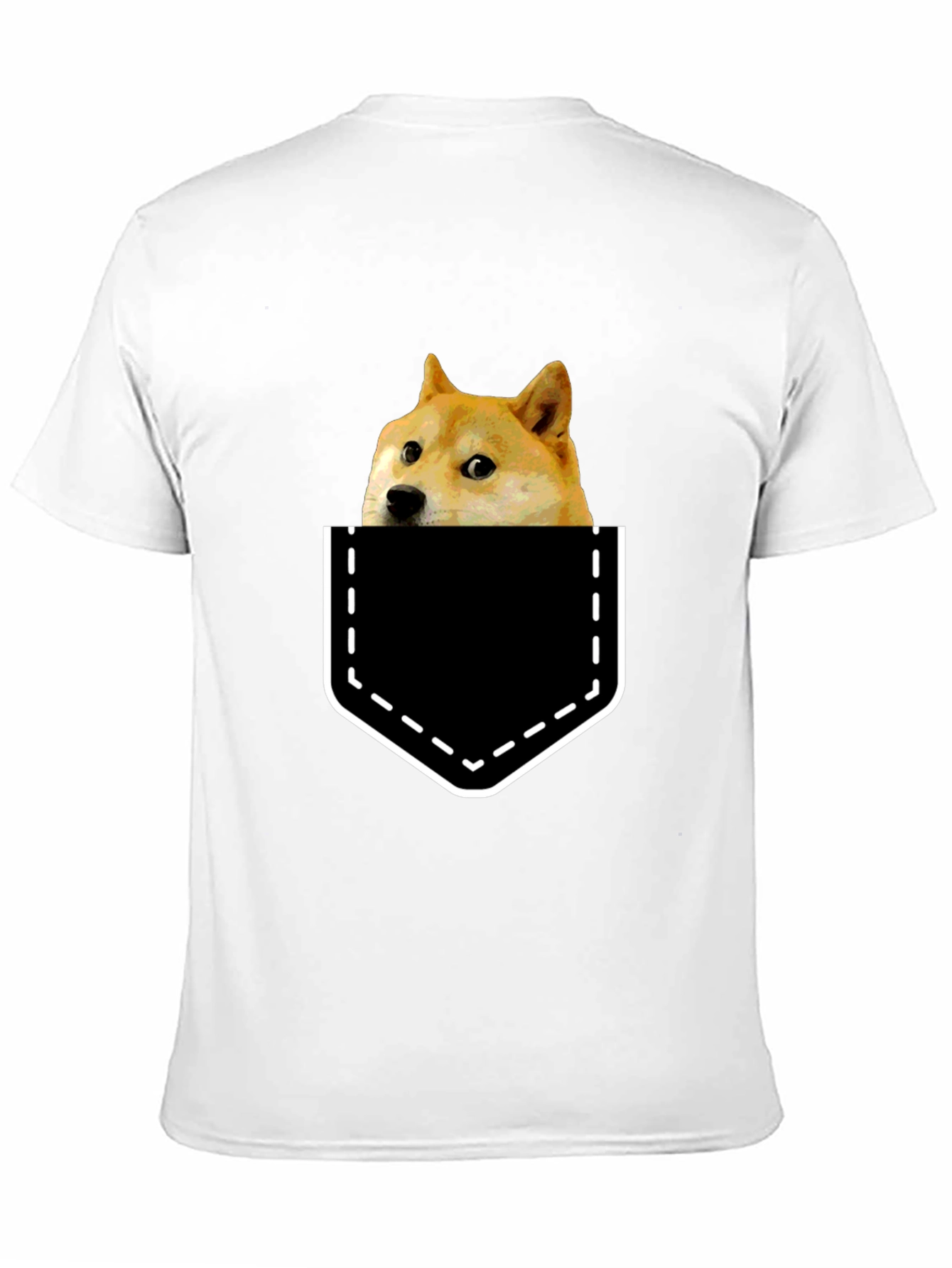 Doge in Pocket Graphic Tee - Black Cotton T-Shirt