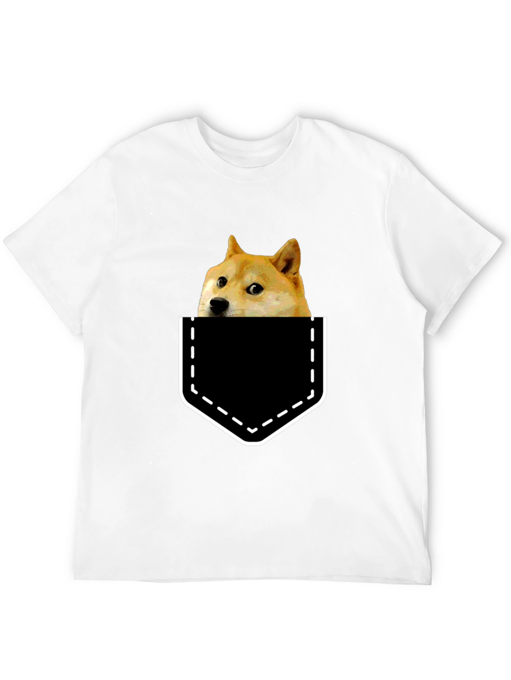Doge in Pocket Graphic Tee - Black Cotton T-Shirt