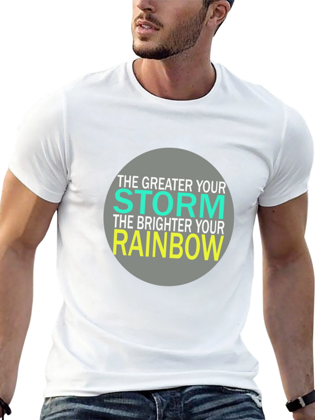 Inspirational Storm Rainbow Graphic T-Shirt