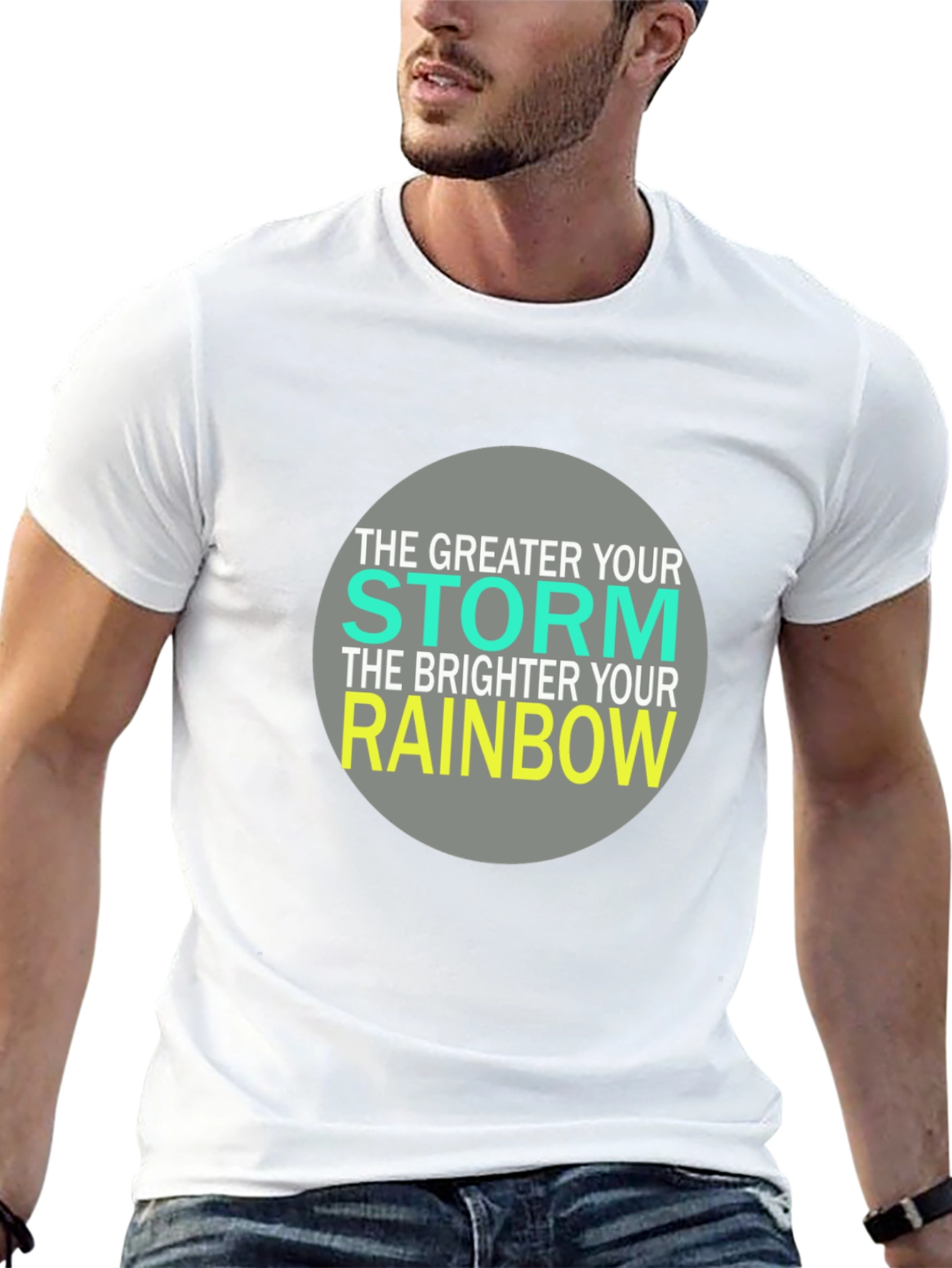 Inspirational Storm Rainbow Graphic T-Shirt