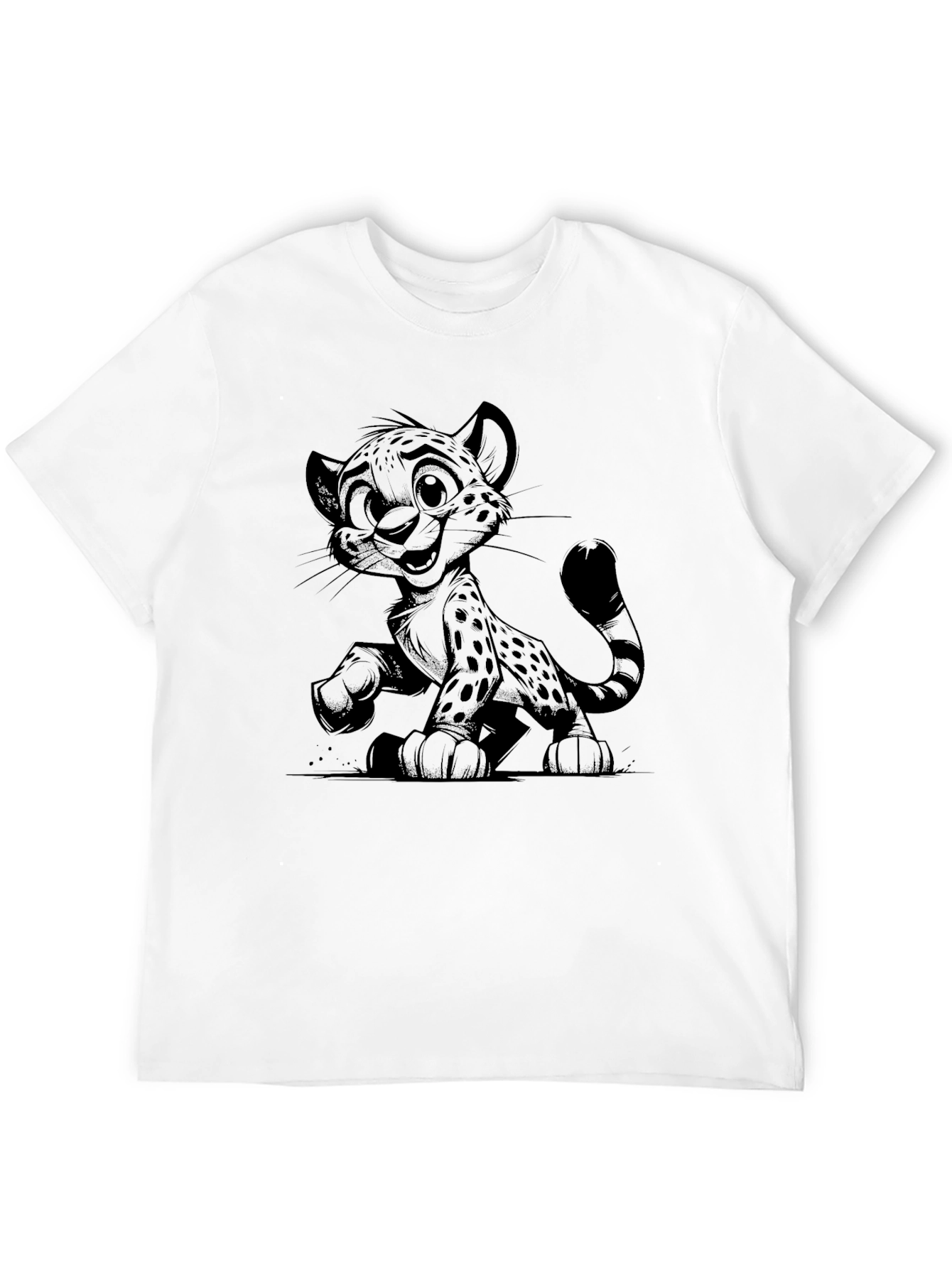 Cool Cartoon Cheetah Black T-Shirt