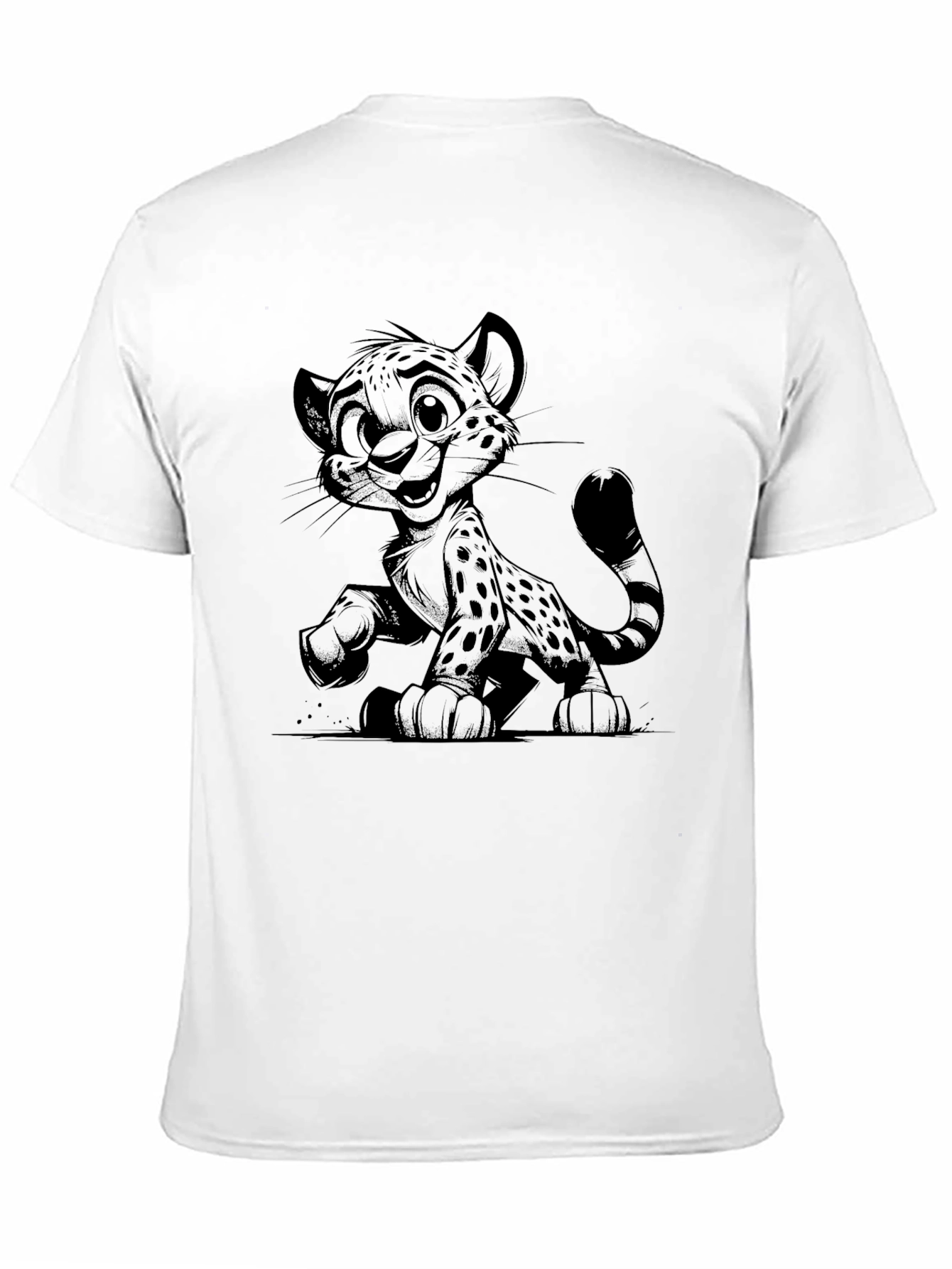 Cool Cartoon Cheetah Black T-Shirt