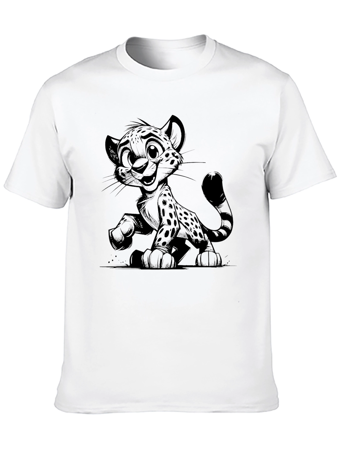 Cool Cartoon Cheetah Black T-Shirt