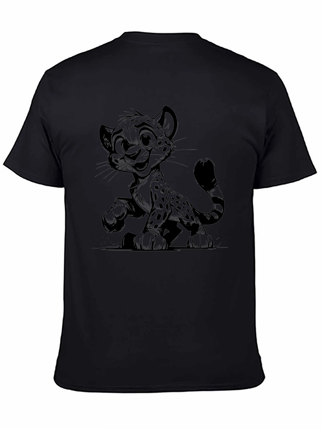 Cool Cartoon Cheetah Black T-Shirt