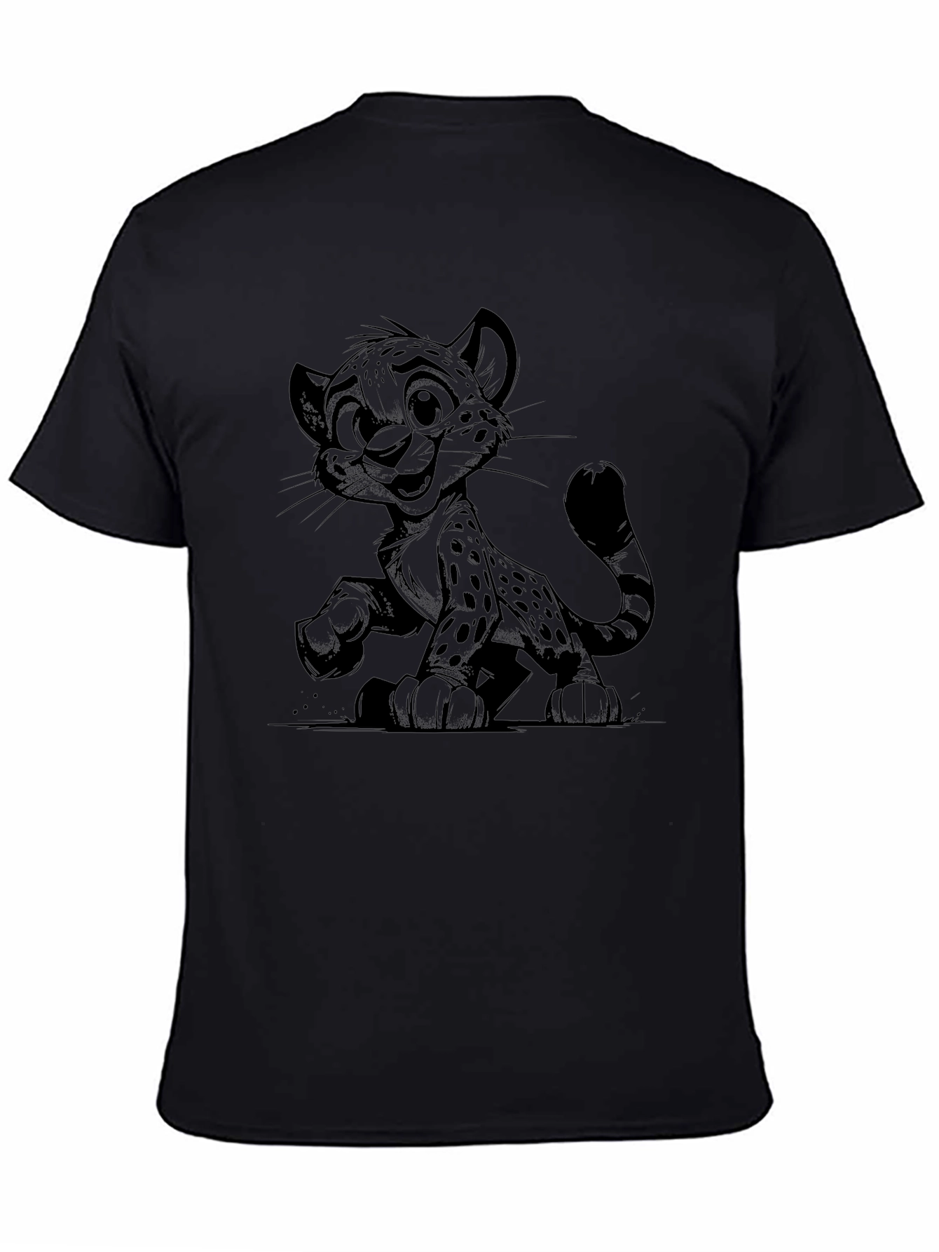 Cool Cartoon Cheetah Black T-Shirt