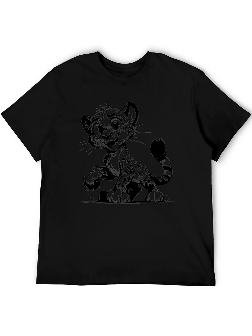 Cool Cartoon Cheetah Black T-Shirt