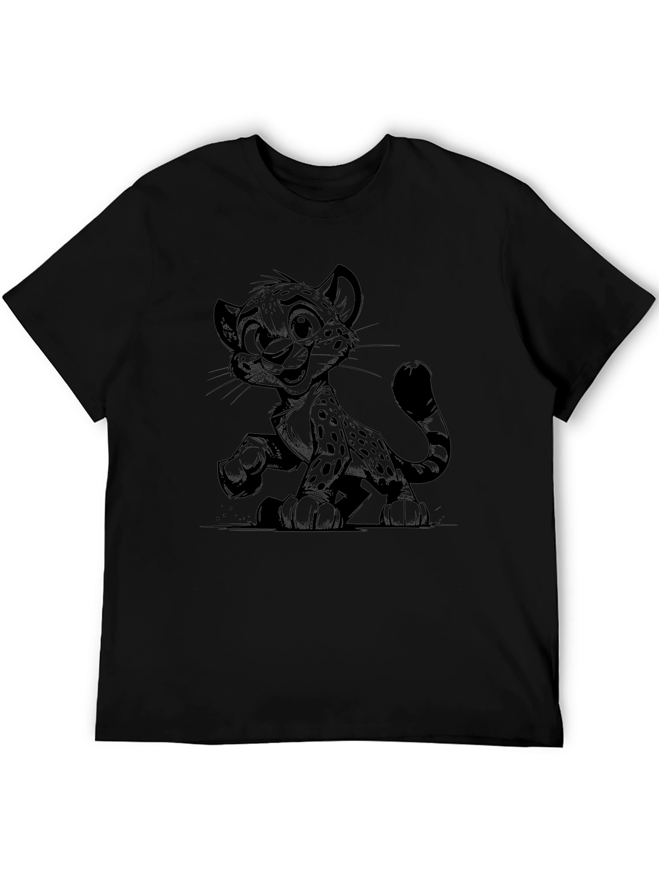 Cool Cartoon Cheetah Black T-Shirt