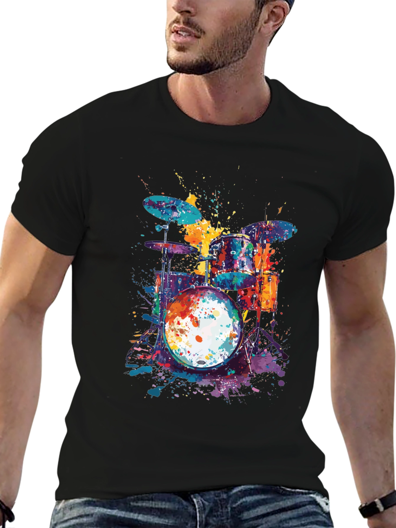 Colorful Drum Set T-Shirt - Music Lover Tee