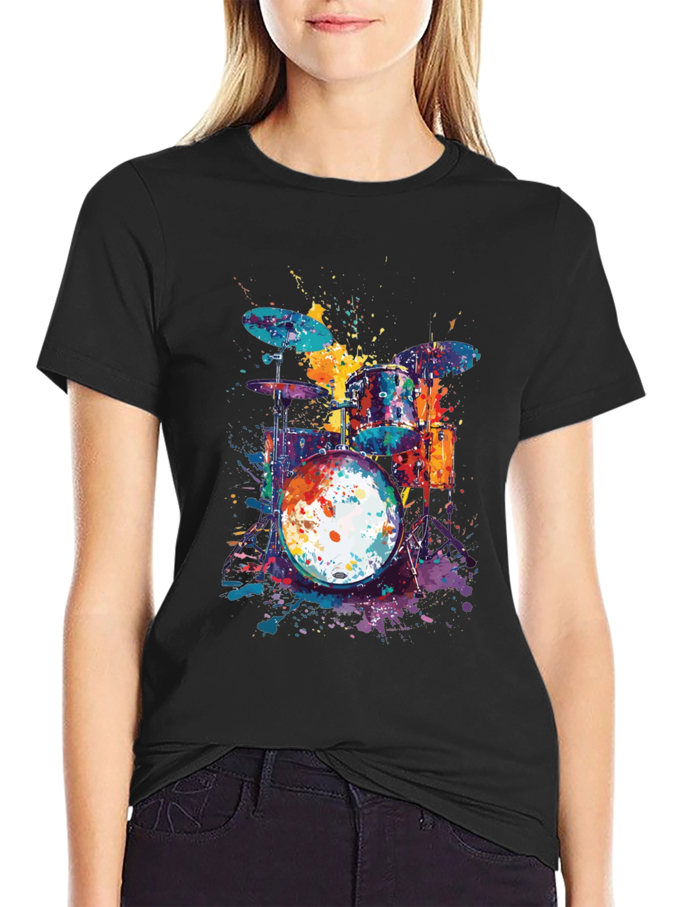 Colorful Drum Set T-Shirt - Music Lover Tee