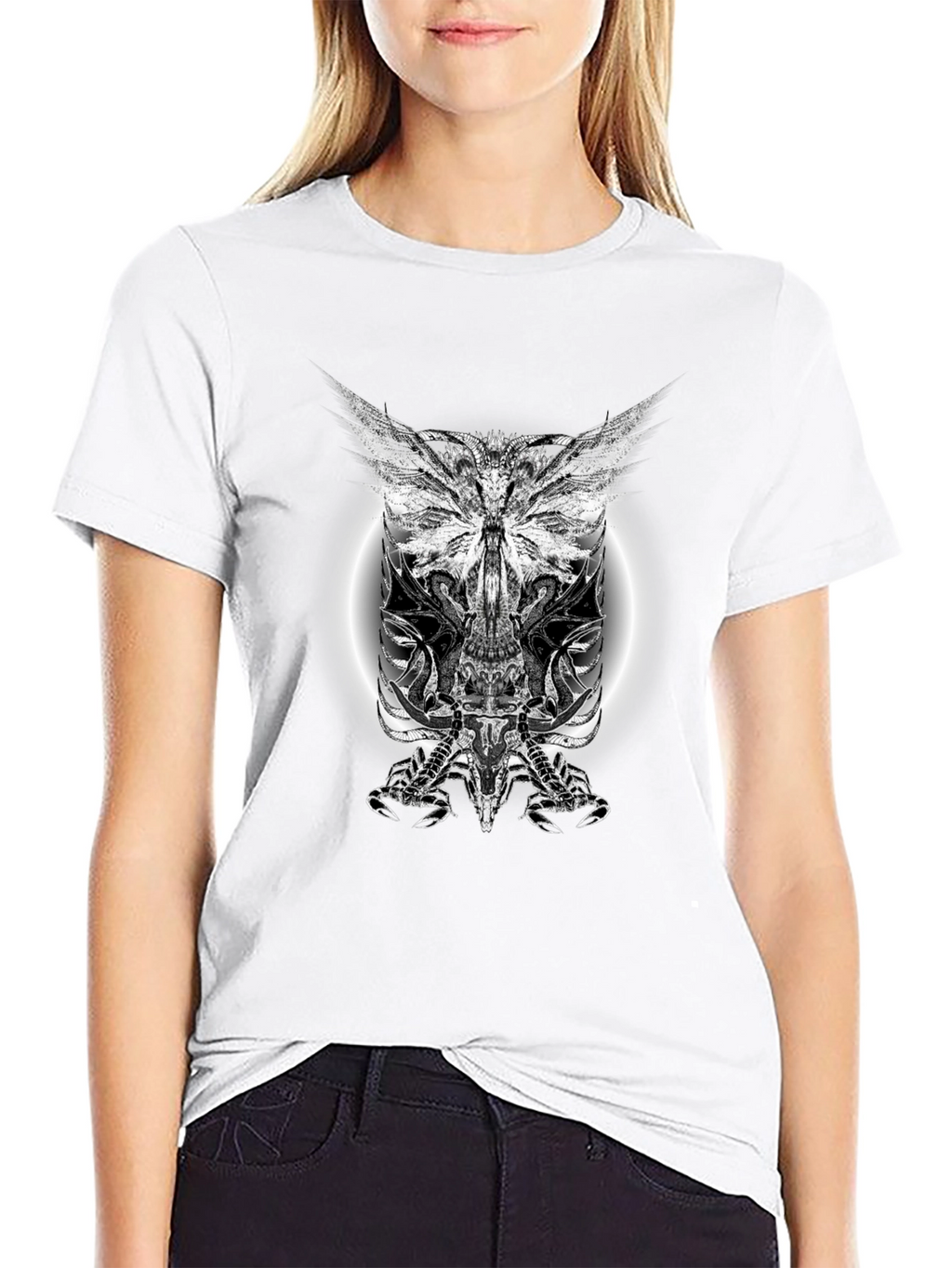 Black T-Shirt with Gothic Scorpion Design