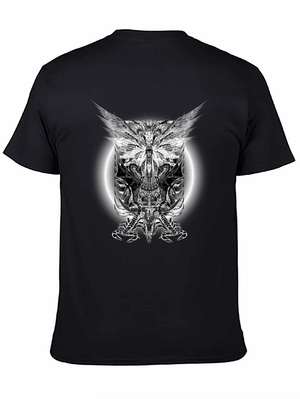 Black T-Shirt with Gothic Scorpion Design