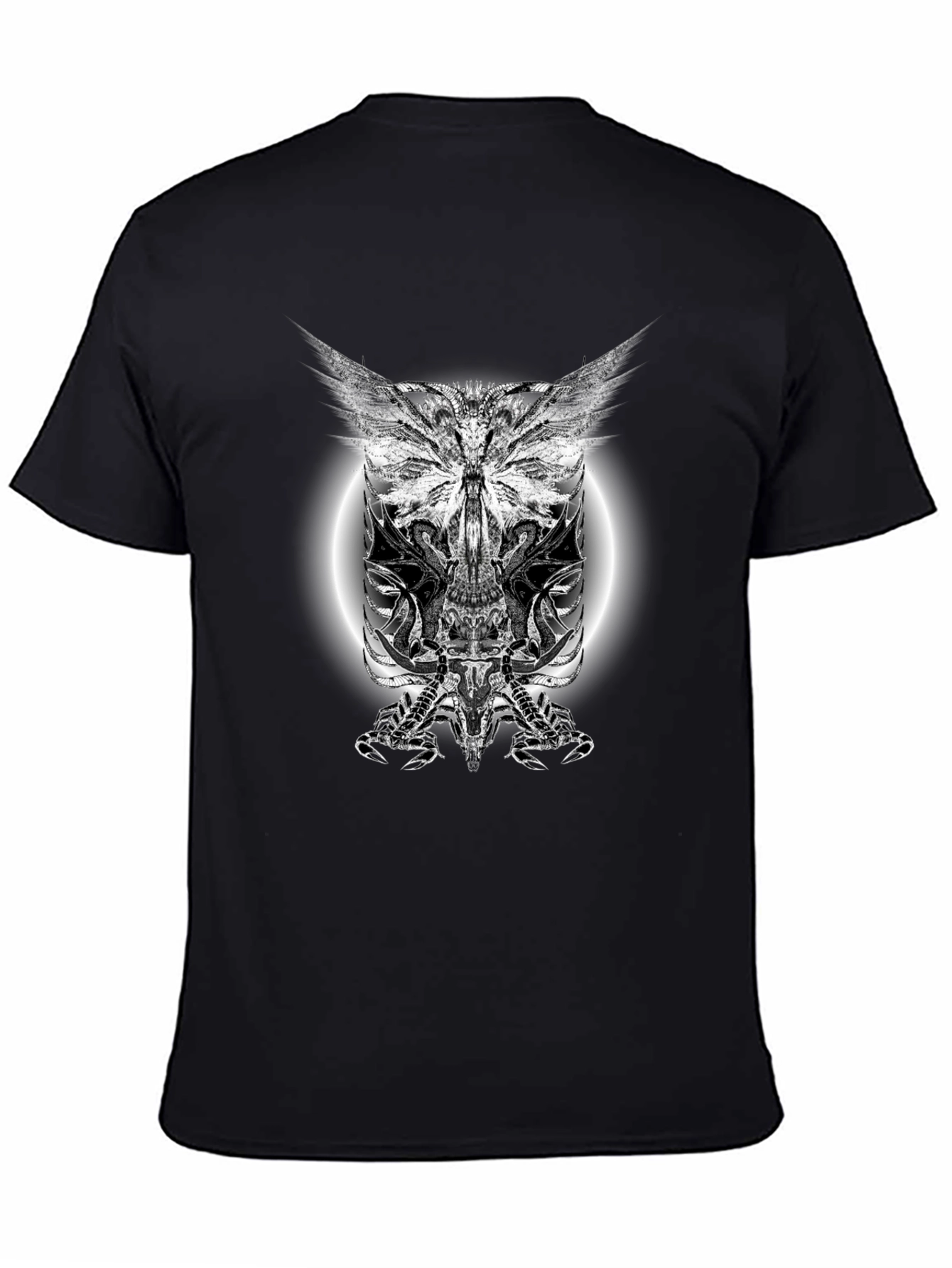 Black T-Shirt with Gothic Scorpion Design