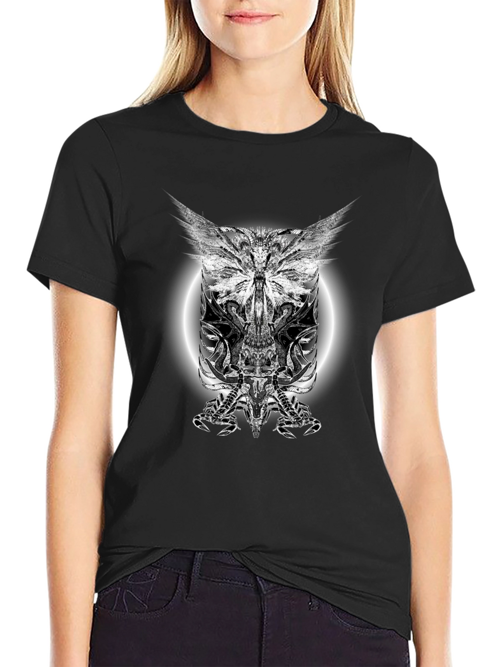 Black T-Shirt with Gothic Scorpion Design