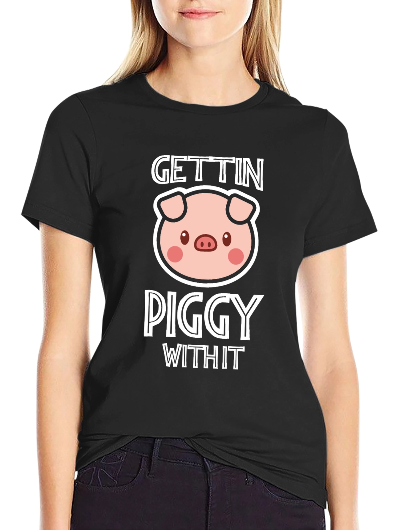 Gettin Piggy With It Black T-Shirt