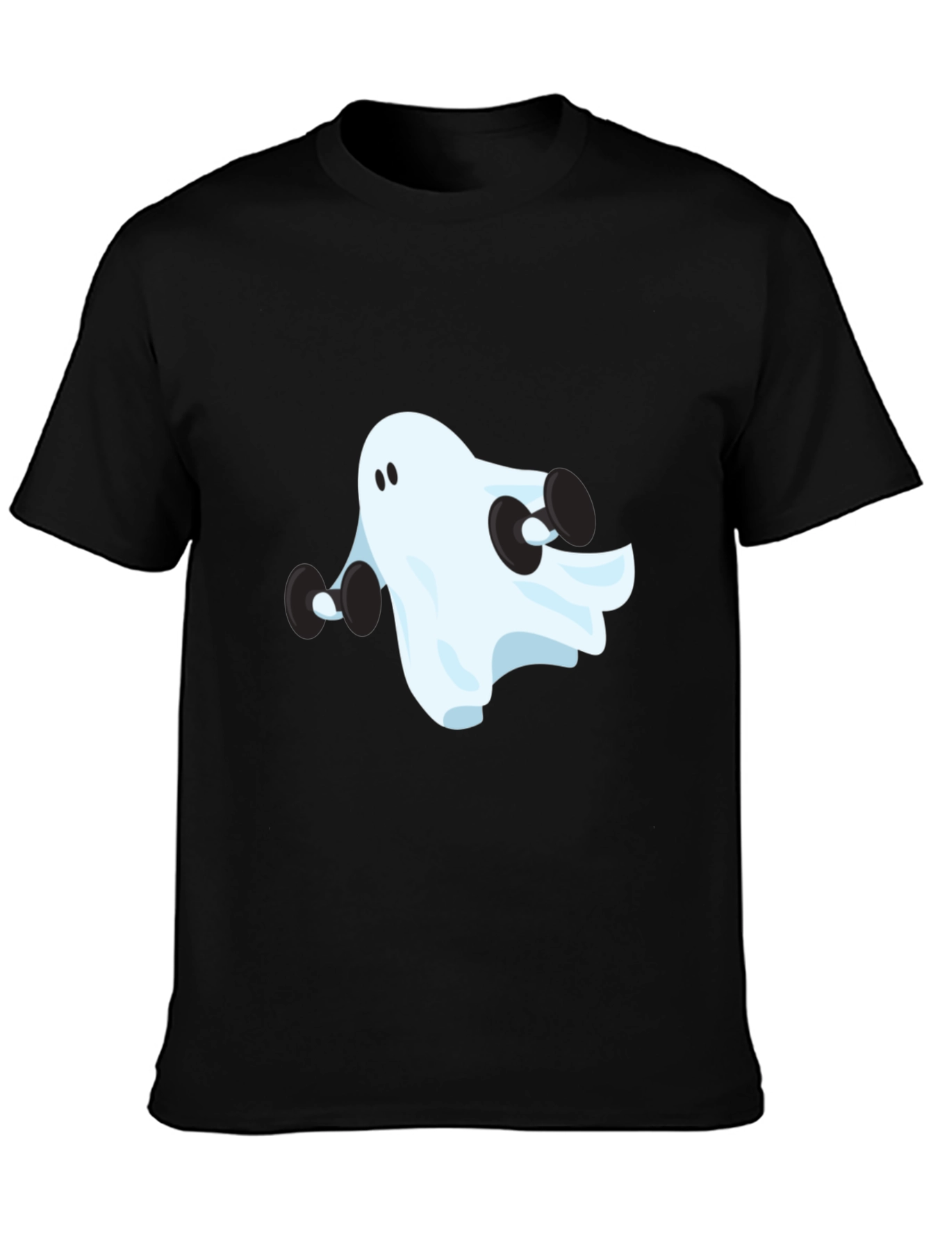 Ghost Lifting Weights Graphic Black T-Shirt