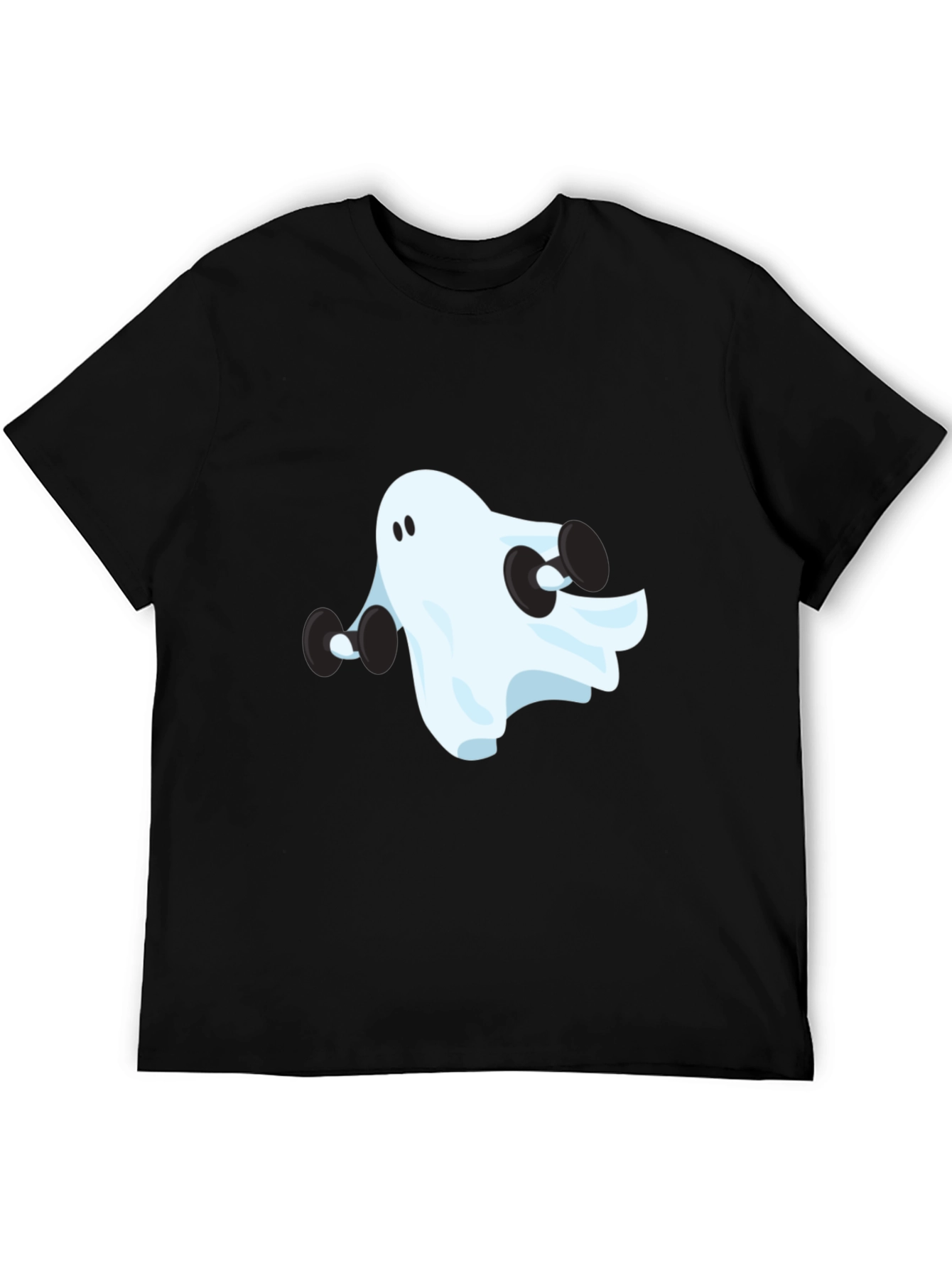 Ghost Lifting Weights Graphic Black T-Shirt