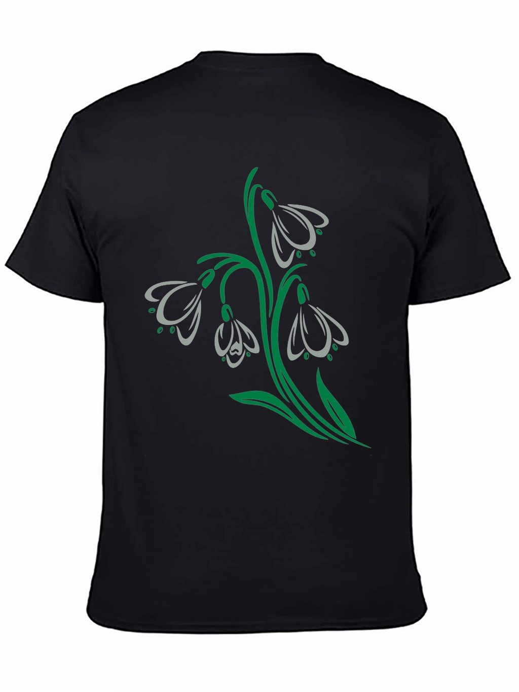 Snowdrop Flower Graphic Black T-Shirt