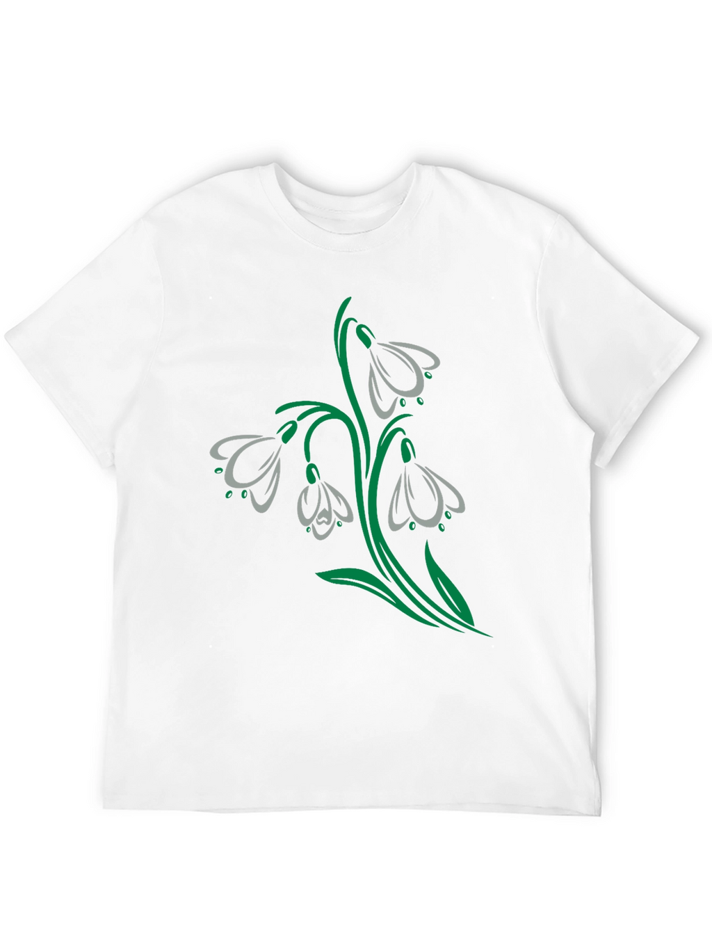 Snowdrop Flower Graphic Black T-Shirt