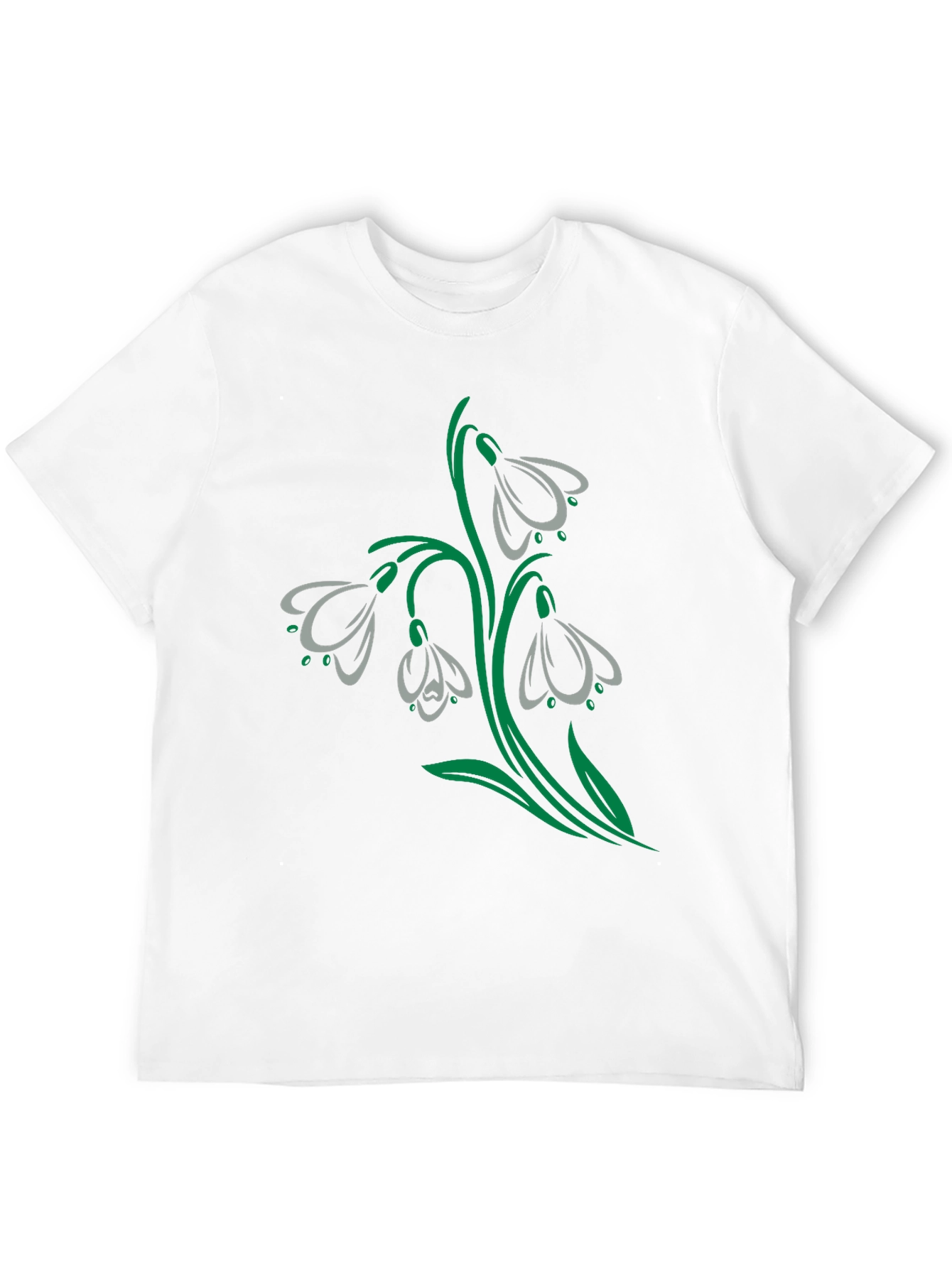 Snowdrop Flower Graphic Black T-Shirt