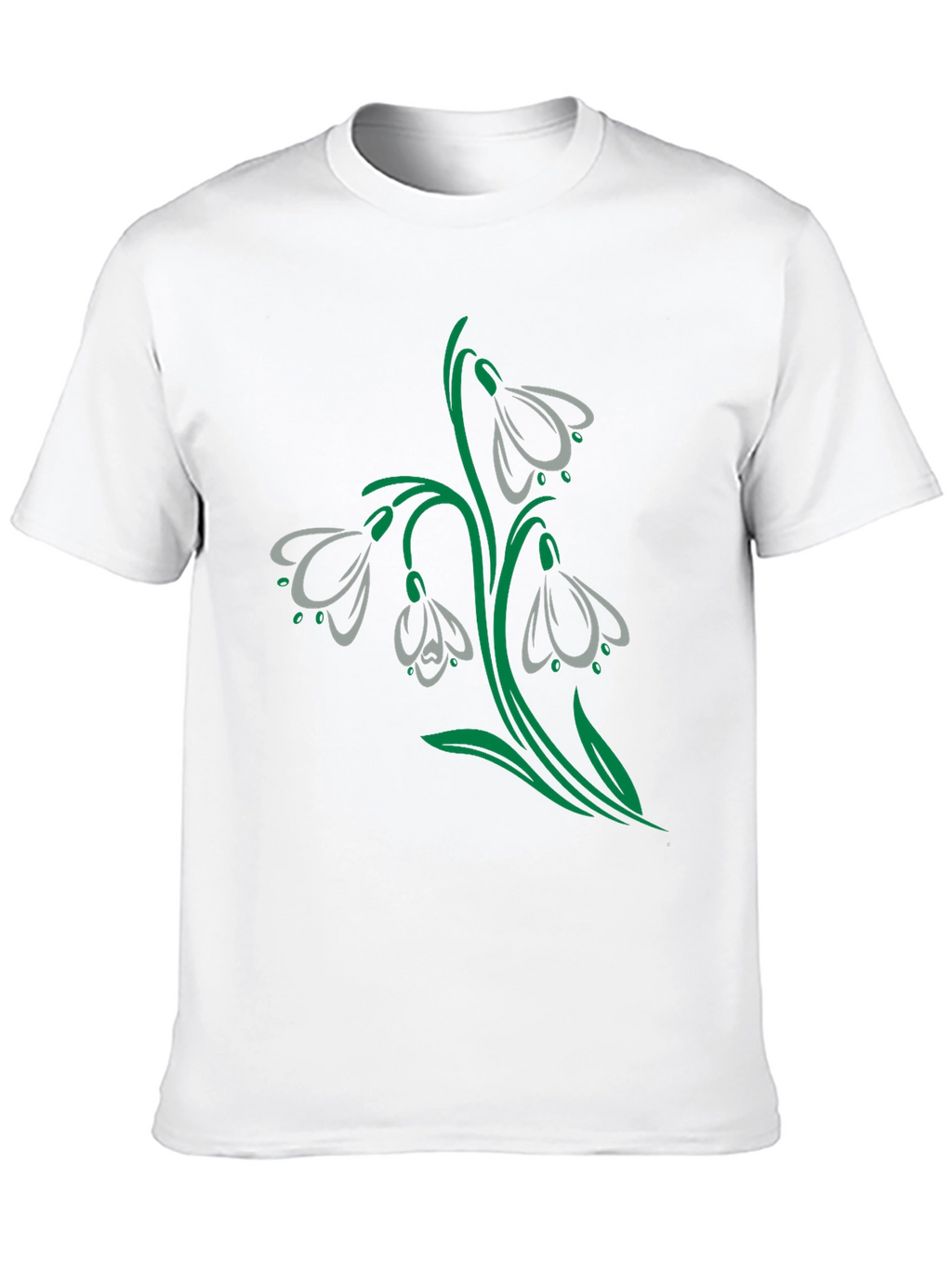 Snowdrop Flower Graphic Black T-Shirt