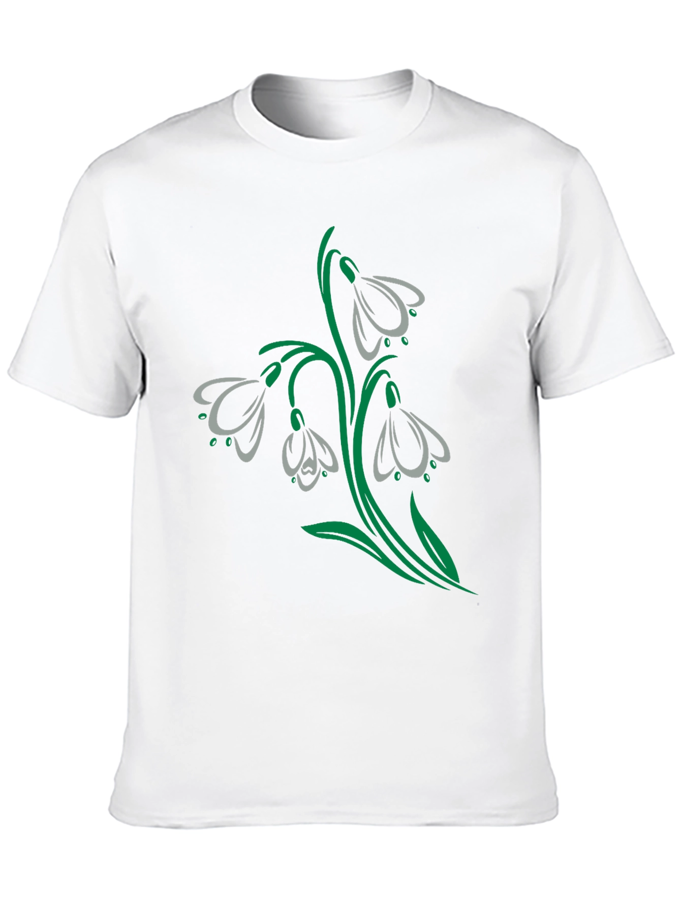 Snowdrop Flower Graphic Black T-Shirt