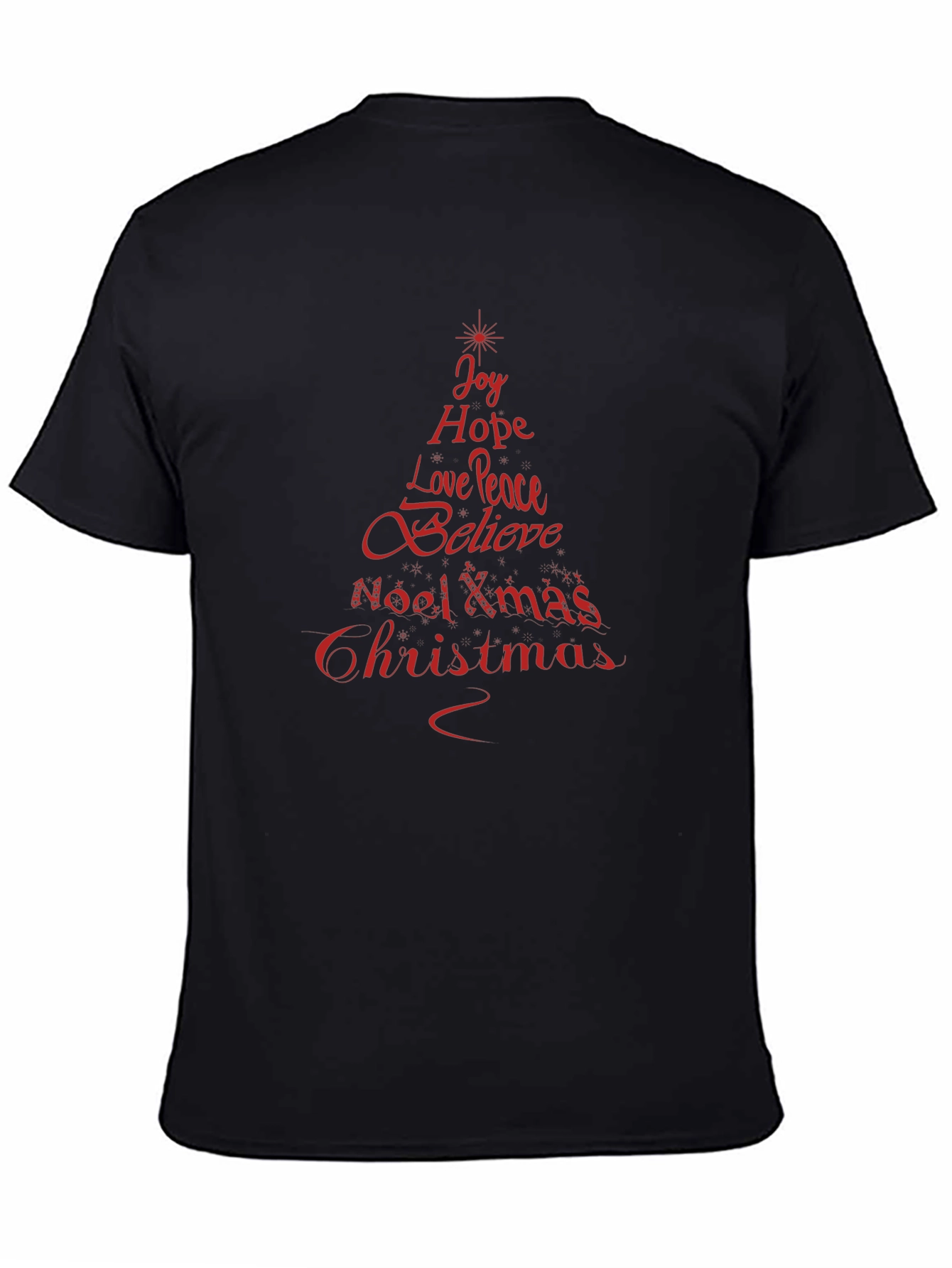 Festive Christmas Tree Words T-Shirt - Joy Hope Peace