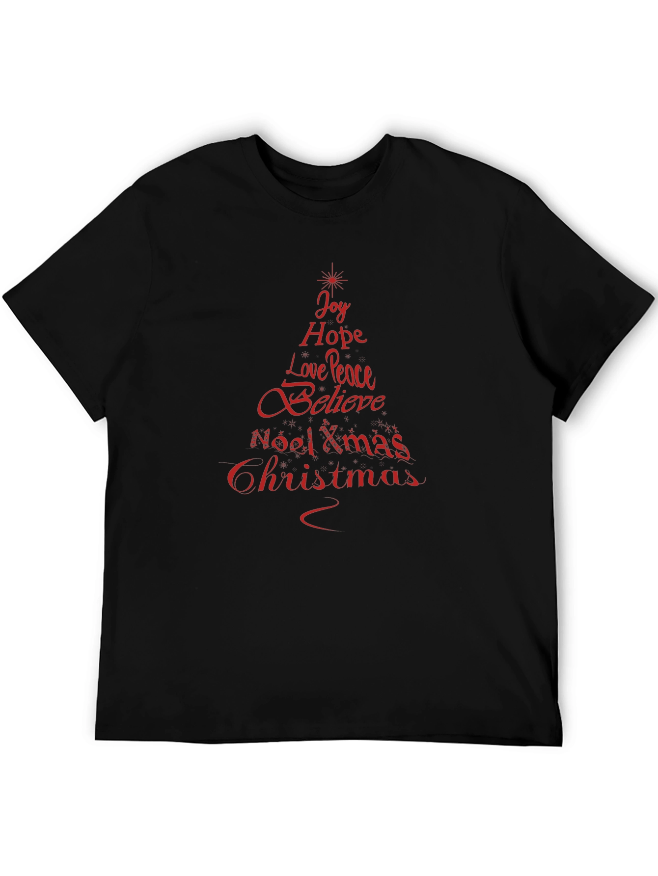 Festive Christmas Tree Words T-Shirt - Joy Hope Peace