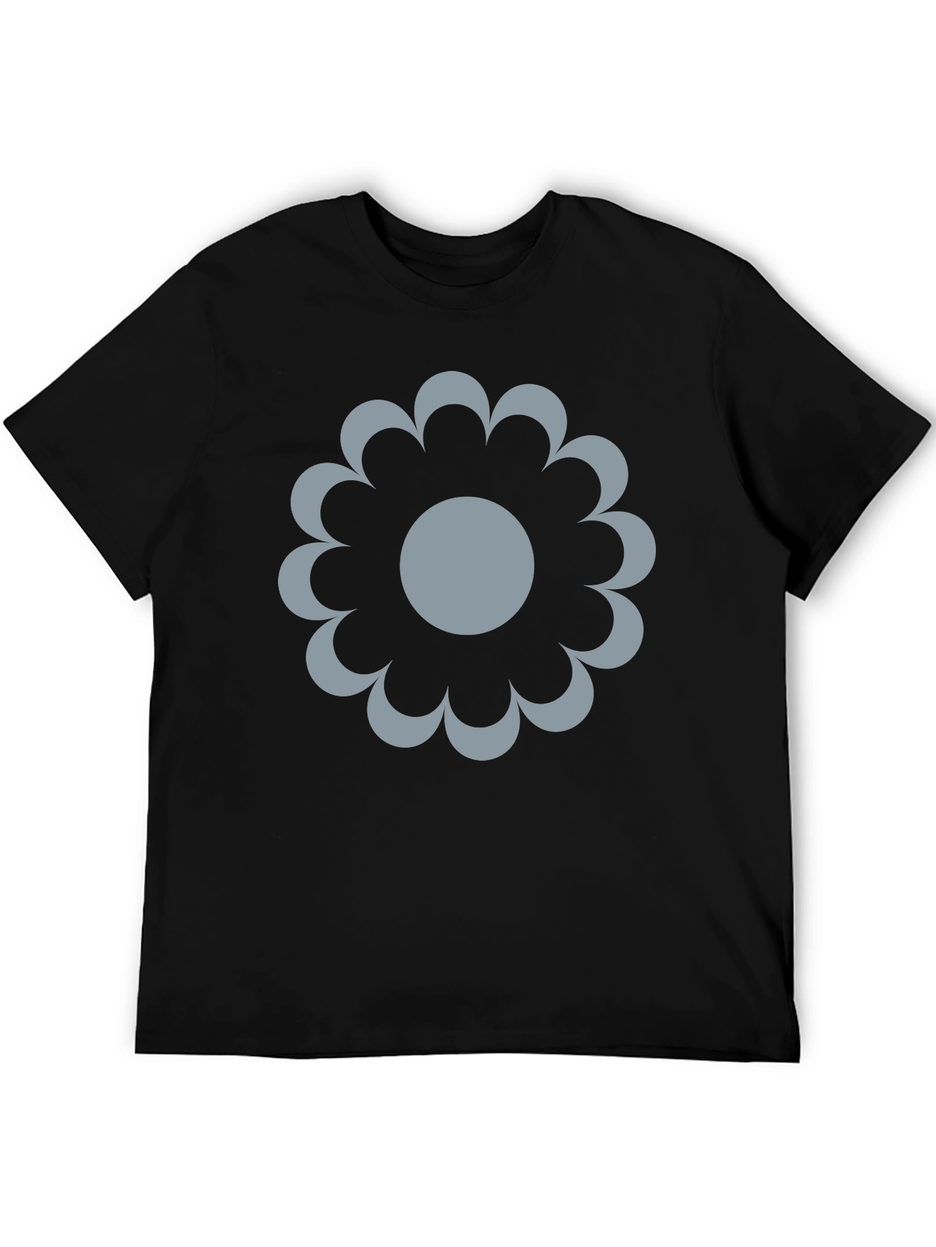 Modern Flower Graphic Black T-Shirt
